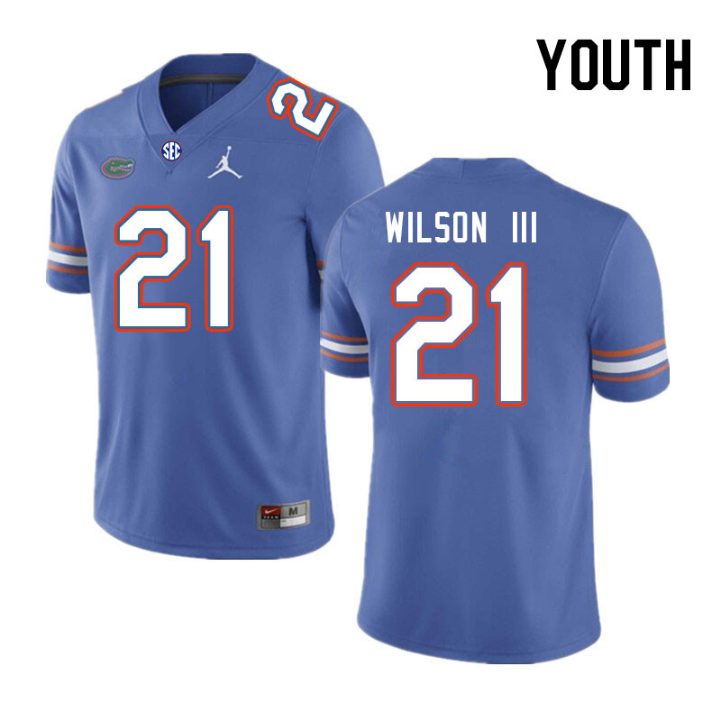 Youth #21 Eugene Wilson III Florida Gators College Football Jerseys Stitched Sale-Royal - Click Image to Close